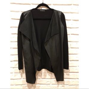 Zara Faux Leather Waterfall Cardigan